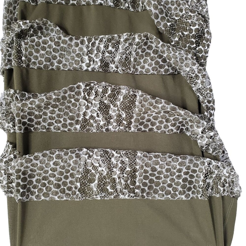 Chico's 3 Size XL Shirt Layered Ruffle Polka Dot Multi Mesh Lace Long Sleeves - Picture 7 of 9